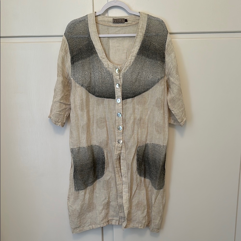 LIKE NEW Zele Gauze Linen Tunic